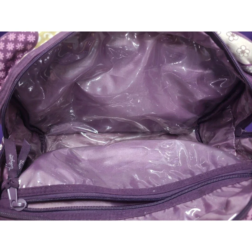 Thirty-One Handle Cosmetic Toiletry Travel Bag Purple Gray Paisley Floral 5996